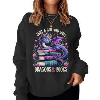 Just A Girl Who Loves Dragons And Books Dragon Reading Women Sweatshirt - Seseable