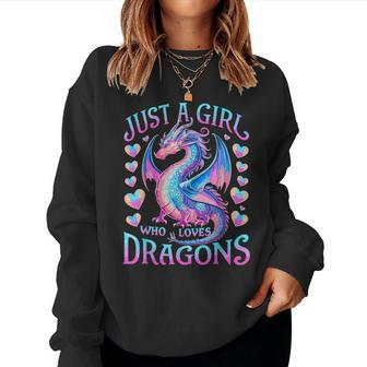 Just A Girl Who Loves Dragons Cute Dragon Women Sweatshirt - Seseable