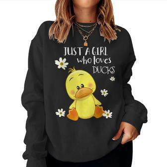 Just A Girl Who Loves Ducks Cute Duck Lover Owner Women Sweatshirt - Seseable