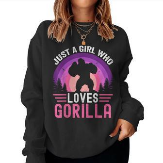 Just A Girl Who Loves Gorillas Great Retro Vintage Gorilla Women Sweatshirt - Monsterry DE