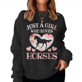 Just A Girl Who Loves Horses Horseback Riding Horse Lover Women Sweatshirt - Thegiftio UK