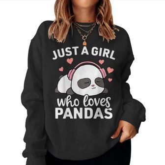 Just A Girl Who Loves Pandas Cute Kawaii Panda Girls Women Sweatshirt | Mazezy