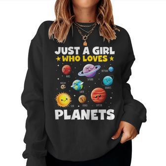 Just A Girl Who Loves Planets Solar Space Science Lover Stem Women Sweatshirt - Seseable