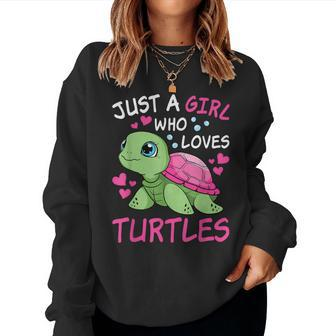 Just A Girl Who Loves Turtles Ocean Animal Cute Sea Turtle Women Sweatshirt - Thegiftio UK
