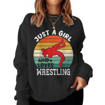 Just A Girl Who Loves Wrestling Girl Wrestle Outfit Wrestler Women Sweatshirt | Mazezy