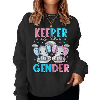 Keeper Of The Gender Boy Or Girl Elephant Gender Reveal Women Sweatshirt - Seseable