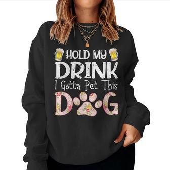 Ki Cute Drinking Beer Dog Paw Print Lover Costume Dog Mom Women Sweatshirt - Monsterry AU