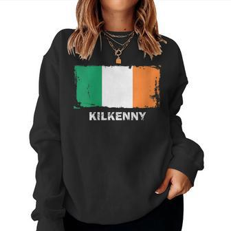Kilkenny Ireland Flag Retro Vintage Distressed Women Sweatshirt - Monsterry CA