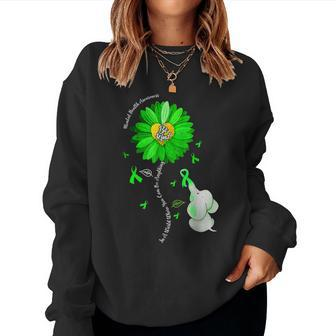 Be Kind Green Ribbon Sunflower Mental Health Awareness Women Women Sweatshirt | Mazezy DE