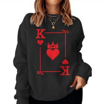 King & Queen Of Hearts Matching Couple King Of Hearts Women Sweatshirt - Monsterry DE