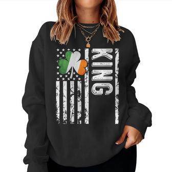 King Last Name Irish Pride Flag Usa St Patrick's Day Women Sweatshirt - Monsterry AU
