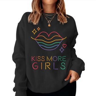 Kiss More Girls Lgbt Cute Lesbian Vintage Lips Pride Month Women Sweatshirt - Monsterry AU