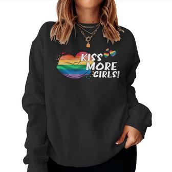 Kiss More Girls Lgbt Lgbtq Pride Awareness Lesbian Women Women Sweatshirt - Monsterry DE