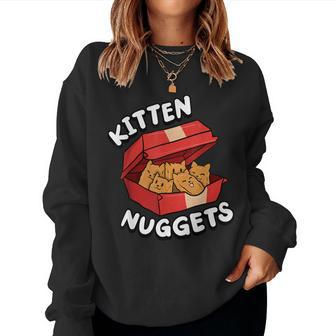 Kitten Nuggets Fried Chicken Lover Foodie Cute Cat Women Sweatshirt - Monsterry AU