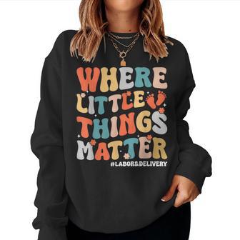 Labor And Delivery Nurse L&D Where Little Things Matter Women Sweatshirt - Thegiftio UK