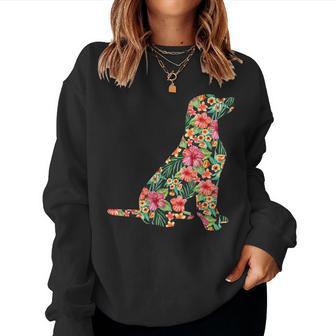 Labrador Flower Dog Silhouette Floral Men Women Sweatshirt - Monsterry