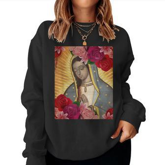 Our Lady Of Guadalupe Rose Blessed Mother Mary Catholic Women Sweatshirt - Monsterry AU