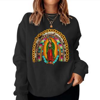 Our Lady Virgen De Guadalupe Virgin Mary Madre Mía Rainbow Women Sweatshirt | Mazezy CA