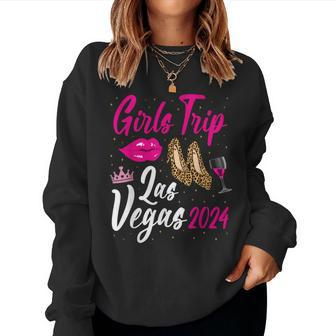 Las Vegas Girls Trip 2024 Leopard Bachelor Birthday Party Women Sweatshirt - Seseable