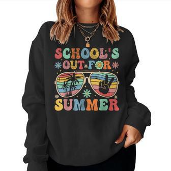 Last Day Of School Groovy School's Out For Summer Teacher Women Sweatshirt - Seseable
