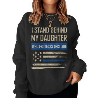 Law Enforcement Police Daughter Family Blue Thin Line Flag Women Sweatshirt - Monsterry
