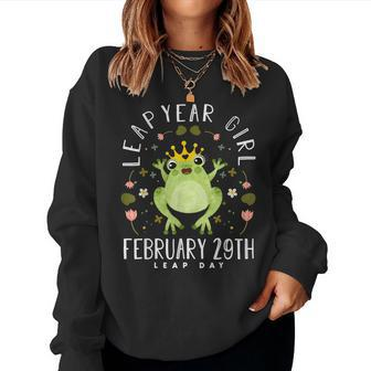 Leap Year Girl Cute Frog Leap Day Birthday Girls Women Sweatshirt - Seseable