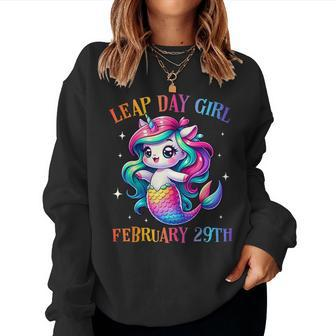 Leap Year Girl Mermicorn Leap Day Feb 29 Birthday Girls Women Sweatshirt - Thegiftio UK