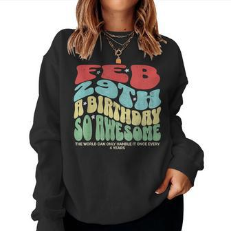 Leap Year Special Birthday Celebrating Feb 29Th Groovy Style Women Sweatshirt - Monsterry