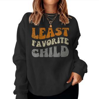 Least Favorite Child Sarcastic Retro Wavy Text Women Sweatshirt - Monsterry AU