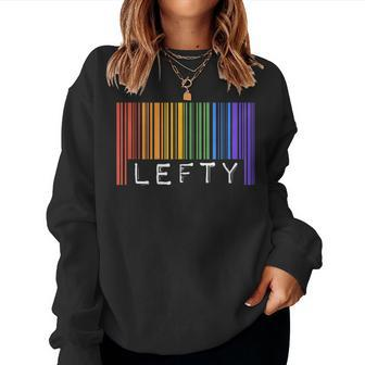 Lefty Left Handed Gay Pride Flag Barcode Queer Rainbow Lgbtq Women Sweatshirt - Monsterry DE