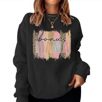 Leopard Bonus Mama Birthday Step Mom Women Women Sweatshirt - Monsterry