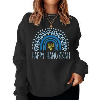 Leopard Rainbow Happy Hanukkah Chanukah Jew Girls Kid Women Sweatshirt - Monsterry DE