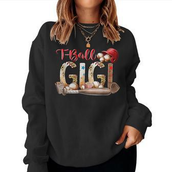 Leopard T-Ball Gigi For Baseball Lover Women Sweatshirt - Seseable