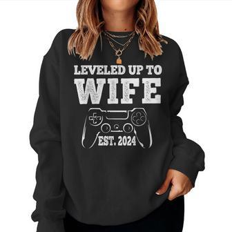 Leveled Up To Wife 2024 For Her Newly Married Couple Women Sweatshirt - Thegiftio UK