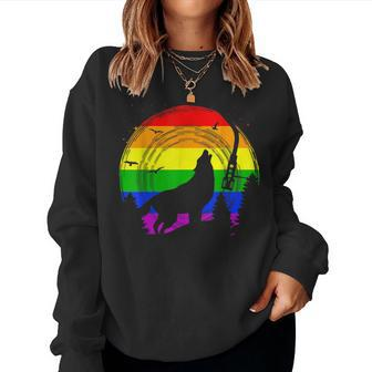 Lgbt Gay Pride Rainbow Flag Music Turntable Wolf Women Sweatshirt - Monsterry AU