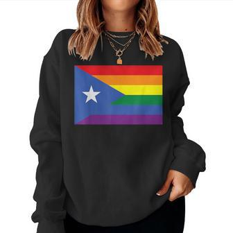 Lgbt Gay Pride Rainbow Puerto Rican Flag Women Sweatshirt - Monsterry DE