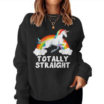 Lgbt Gay Pride Totally Straight Unicorn Rainbow Support Women Sweatshirt - Thegiftio UK