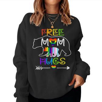 Lgbtq Pride Mama Bear Free Mom Hugs Pride Rainbow Women Sweatshirt - Seseable
