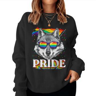 Lgbtq Pride Rainbow Wolf Pride Month Lgbt Wolf Lovers Women Sweatshirt - Monsterry