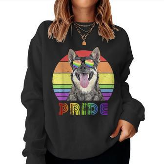 Lgbtq Swedish Vallhund Dog Rainbow Love Gay Pride Women Sweatshirt - Monsterry