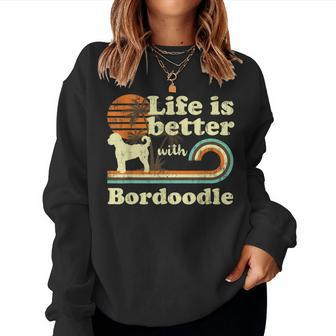 Life Better Bordoodle Vintage Dog Mom Dad Women Sweatshirt - Monsterry DE