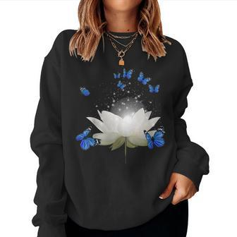 Lilac Butterfly Love Flowers Nature Space Women Sweatshirt - Monsterry