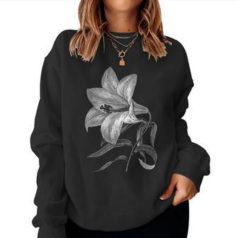 Lily Flower Retro Vintage Floral Graphic White Lily Women Sweatshirt - Monsterry AU