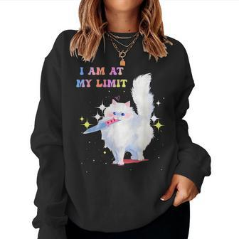 I Am At My Limit Groovy Cute Cat Apparel Women Sweatshirt - Seseable