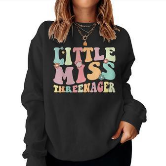Little Miss Threenager 3Rd Birthday 3 Year Old Girl Women Sweatshirt - Seseable