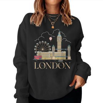 London Souvenir England Vintage City British Uk T- Women Sweatshirt - Monsterry CA