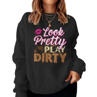 Look Pretty Play Dirty Mud Run Outfit For Mud Run Team Women Sweatshirt - Thegiftio UK