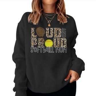 Loud Proud Mother Softball Leopard Print Cheetah Pattern Women Sweatshirt - Monsterry DE