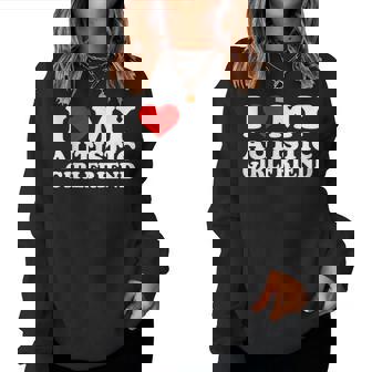 I Love My Autistic Girlfriend I Heart My Gf With Autism Women Sweatshirt - Thegiftio