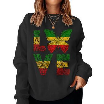 Love Butterfly Rasta Reggae Jamaican Pride Rastafari Roots Women Sweatshirt - Thegiftio UK